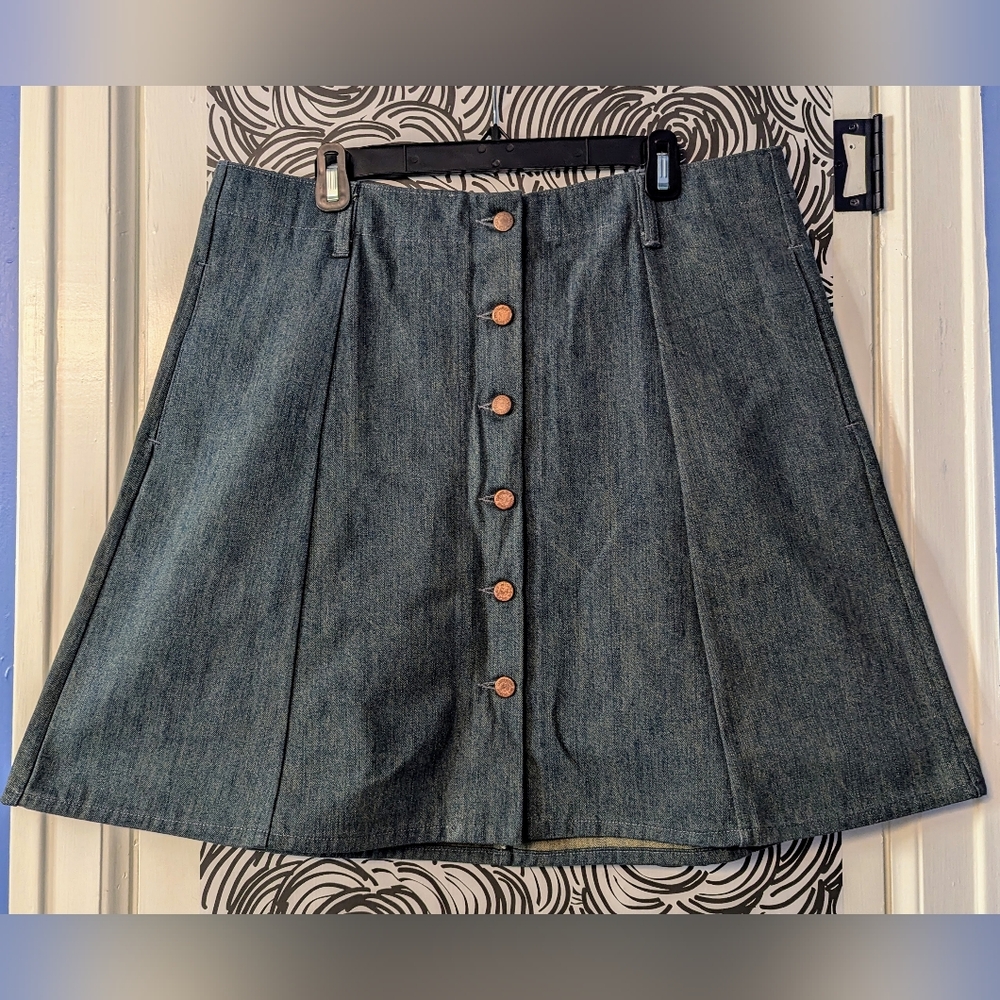 Detroit Denim Company Light Denim Knee Length A Line Skirt Size 14